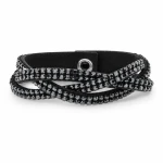 Bransoletka Alcantara® pleciona z kryształami Swarovski® Jet