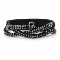 Bransoletka Alcantara® pleciona z kryształami Swarovski® Jet