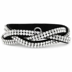 Bransoletka Alcantara® pleciona z kryształami Swarovski® Crystal