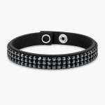 Bransoletka Alcantara® wąska z kryształami Swarovski® Jet
