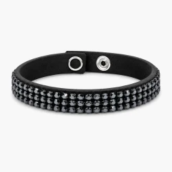 Bransoletka Alcantara® wąska z kryształami Swarovski® Jet
