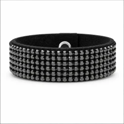 Bransoletka Alcantara® z kryształami Swarovski® Jet