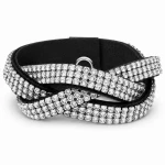 Bransoletka Alcantara® szeroka pleciona z kryształami Swarovski® Crystal