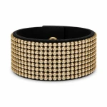 Bransoletka Alcantara® szeroka z kryształami Swarovski® Golden Shadow