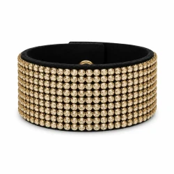 Bransoletka Alcantara® szeroka z kryształami Swarovski® Golden Shadow