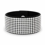 Bransoletka Alcantara® szeroka z kryształami Swarovski® Crystal