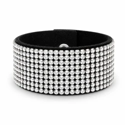 Bransoletka Alcantara® szeroka z kryształami Swarovski® Crystal