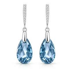 Kolczyki srebrne wiszące łezki z kryształami Swarovski® Ice Blue