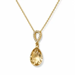 Naszyjnik z małą kryształową kroplą Swarovski® Golden Shadow, srebro pozłacane