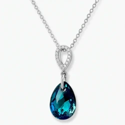 Naszyjnik z małą kryształową kroplą Swarovski® Bermuda Blue, srebro 925