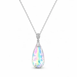 Naszyjnik z kryształową kroplą Swarovski® Aurore Boreale, srebro 925