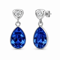 Delikatne srebrne kolczyki LUMINA Sapphire z kryształami Swarovski®