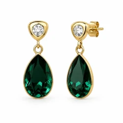 Delikatne srebrne pozłacane kolczyki LUMINA Emerald z kryształami Swarovski®