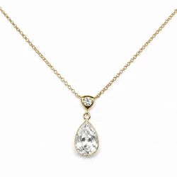 Delikatny srebrny pozłacany naszyjnik LUMINA z kryształem Swarovski® Crystal