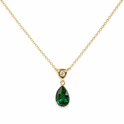 Delikatny srebrny pozłacany naszyjnik LUMINA z kryształem Swarovski® Emerald