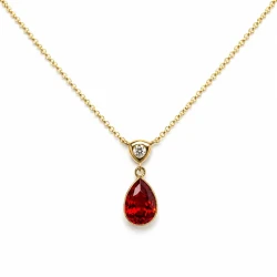Delikatny srebrny pozłacany naszyjnik LUMINA z kryształem Swarovski® Scarlet