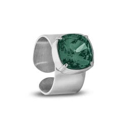 Pierścionek ze stali szlachetnej z efektownym kryształem Swarovski® Majestic Green 12 mm