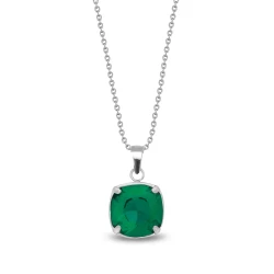 Naszyjnik ze stali szlachetnej z efektownym kryształem Swarovski® Majestic Green 10 mm