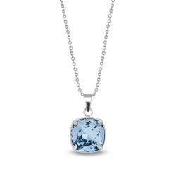 Naszyjnik ze stali szlachetnej z efektownym kryształem Swarovski® Aquamarine 10 mm