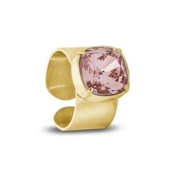 Pierścionek ze stali szlachetnej pozłacanej z efektownym kryształem Swarovski® Vintage Rose 12 mm