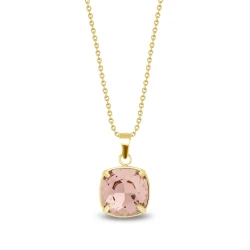 Naszyjnik ze stali szlachetnej pozłacanej z efektownym kryształem Swarovski® Vintage Rose 10 mm