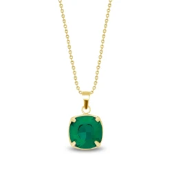 Naszyjnik ze stali szlachetnej pozłacanej z efektownym kryształem Swarovski® Majestic Green 10 mm