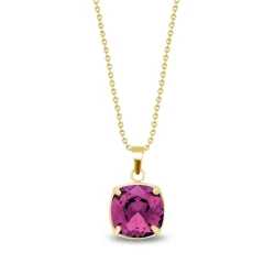 Naszyjnik ze stali szlachetnej pozłacanej z efektownym kryształem Swarovski® Dark Rose 10 mm