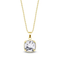 Naszyjnik ze stali szlachetnej pozłacanej z efektownym kryształem Swarovski® Crystal 10 mm