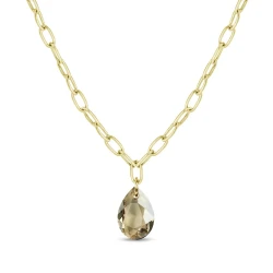 Naszyjnik ze stali szlachetnej pozłacanej z błyszczącą kroplą Swarovski® Golden Shadow 16 mm