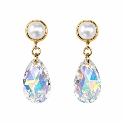 Kolczyki z perłami 6 mm i kryształami Swarovski® Aurore Boreale