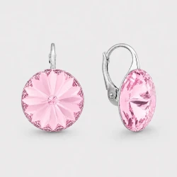 Kolczyki srebrne z okrągłymi kryształami Swarovski®  12 mm Light Rose