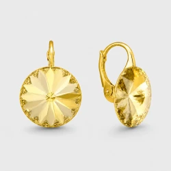 Kolczyki srebrne pozłacane z okrągłymi kryształami Swarovski®  12 mm Metalic Sunshine