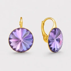 Kolczyki srebrne pozłacane z okrągłymi kryształami Swarovski®  12 mm Iris
