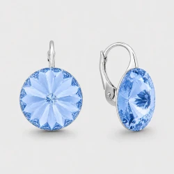 Kolczyki srebrne z okrągłymi kryształami Swarovski®  12 mm Light Sapphire