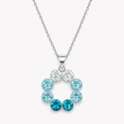 Naszyjnik srebrny BLOOM duży z kryształami Swarovski® w tonacji morskiej
