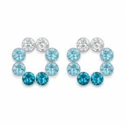 Kolczyki srebrne BLOOM duże z kryształami Swarovski® w tonacji morskiej