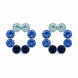 Kolczyki srebrne BLOOM duże z kryształami Swarovski® w tonacji niebieskiej