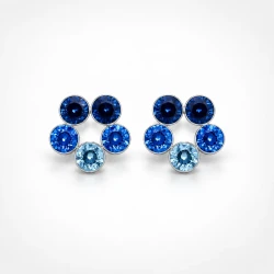 Kolczyki srebrne BLOOM małe z kryształami Swarovski® w tonacji niebieskiej