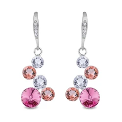 Kolczyki srebrne LOLLIPOP Small z kryształami Swarovski® w tonacji różowej