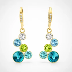 Kolczyki srebrne pozłacane LOLLIPOP Small z kryształami Swarovski® w tonacji morskiej