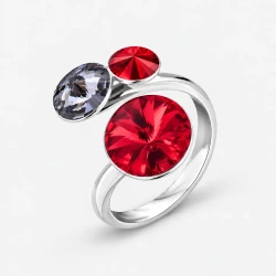 Pierścionek srebrny LOLLIPOP z kryształami Swarovski® w tonacji czerwonej