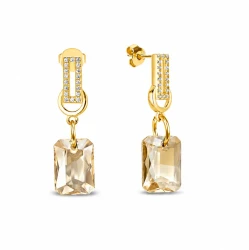Kolczyki srebrne pozłacane z ośmokątnymi kryształami Swarovski® Golden Shadow