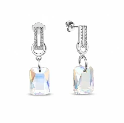 Kolczyki srebrne z ośmokątnym kryształem Swarovski® Crystal Shimmer