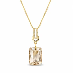 Naszyjnik srebrny pozłacany z ośmokątnym kryształem Swarovski® Golden Shadow