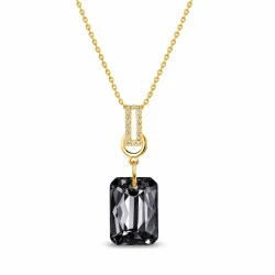 Naszyjnik srebrny pozłacany z ośmokątnym kryształem Swarovski® Silver Night