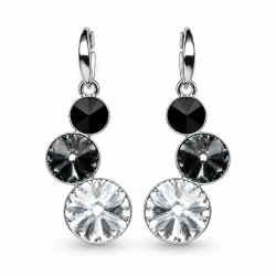 Kolczyki srebrne wiszące LOLLIPOP z kryształami Swarovski® w tonacji biało-czarnej