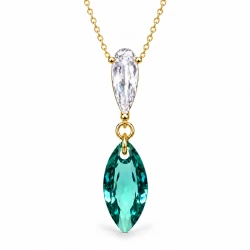 Naszyjnik srebrny pozłacany LA MARQUISE z kryształami Swarovski® Caribbean Green
