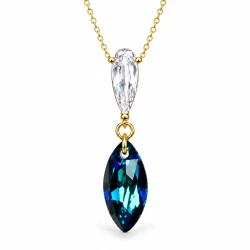 Naszyjnik srebrny pozłacany LA MARQUISE z kryształami Swarovski® Bermuda Blue