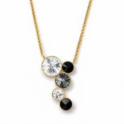 Naszyjnik srebrny pozłacany LOLLIPOP Medium z kryształami Swarovski® w tonacji biało-czarnej