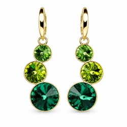 Kolczyki pozłacane wiszące LOLLIPOP z kryształami Swarovski® w tonacji zielonej